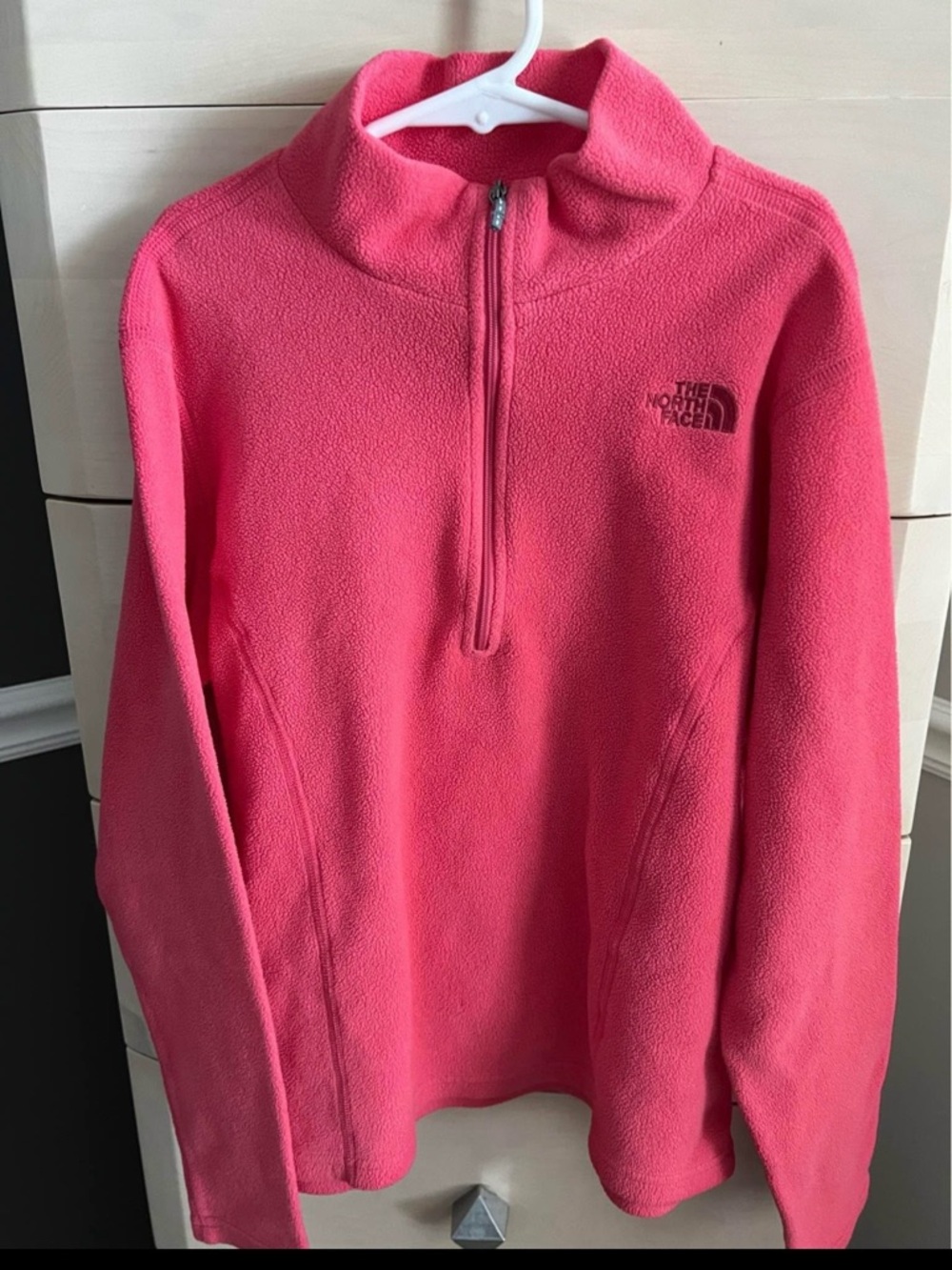 The North Face 1/4 Zip Pink Pullover.  Girls Large